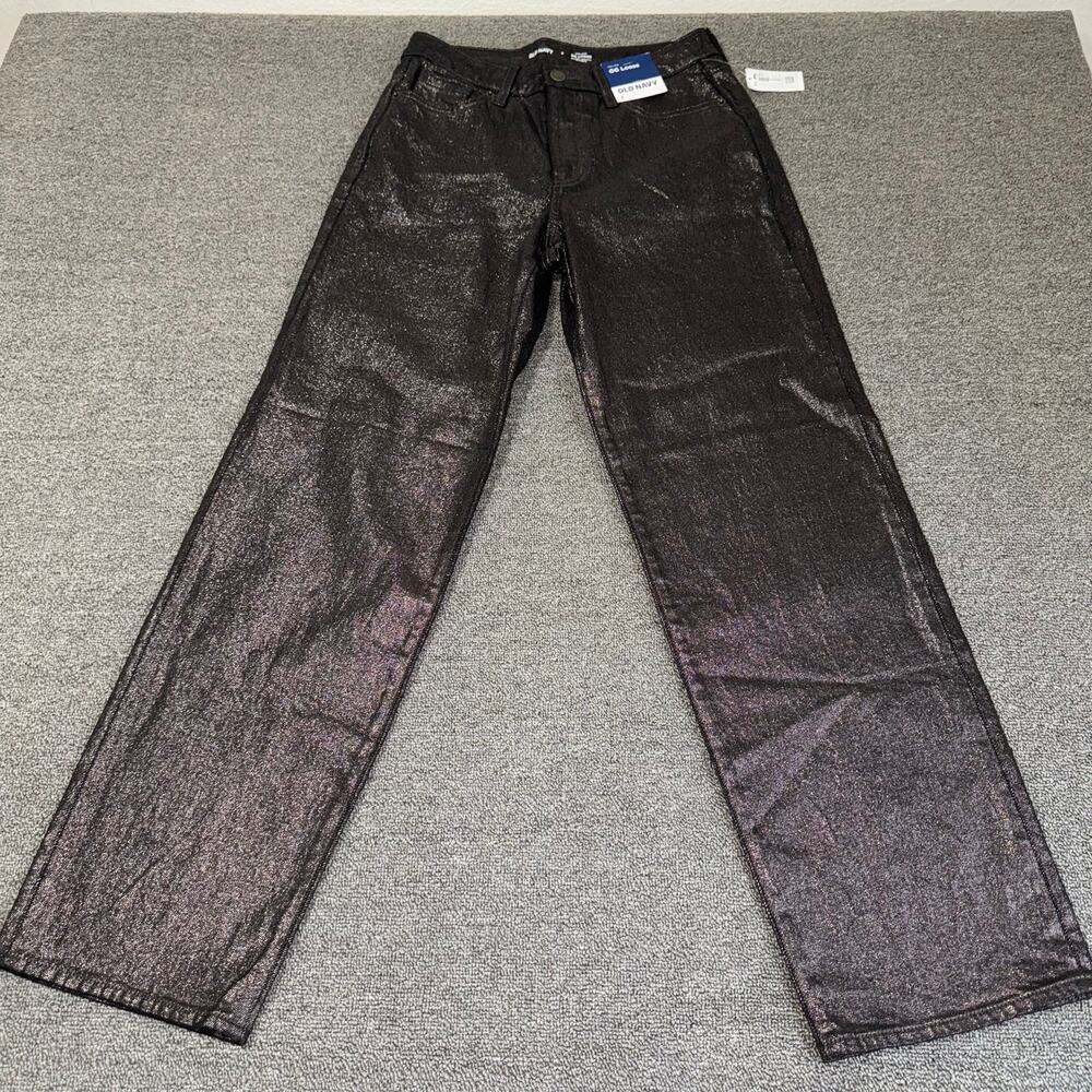 Old Navy High-Waisted Shine‎ OG Straight Ankle Jeans Womens 2 Dark Shine Stretch